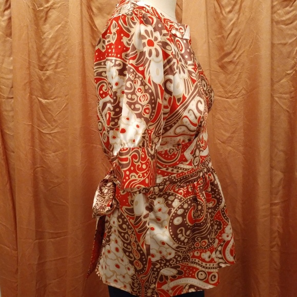 BCBGMaxAzaria Satin Keyhole Blouse Small - Picture 5 of 9